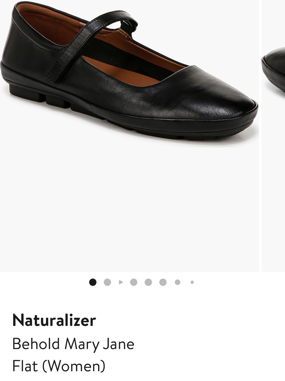 Naturalizer Black Mary Jane Flat with Strap- Size 9W